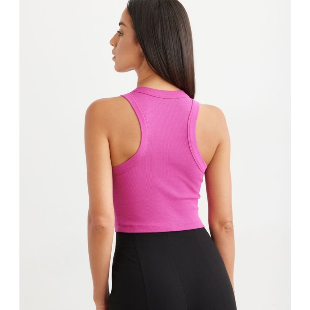 Dynamite Kenzie Basic Cropped Ribbed Stretch Tank Top Fuchsia Pink - Picture 2 of 7